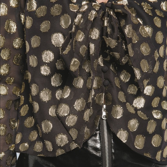 For Love & Lemons Black Lottie Tie Front Blouse M - Picture 13 of 14